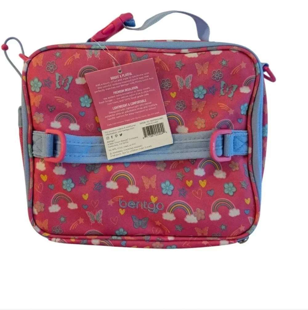 NWT Bentgo Kids Lunch Bag - Durable, Double-Insulated Lunch Bag 3+ Pink Rainbows